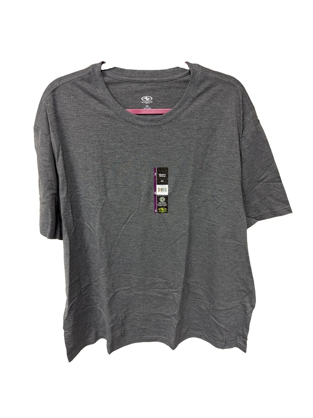 Athletic Works Men's 2XL Moisture Wicking Tee GRAY Tri-Blend T-Shirt G0013